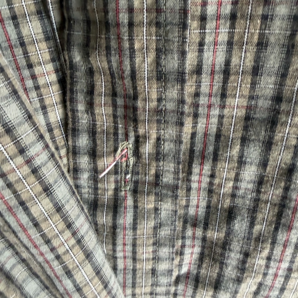 Van Heusen Men's Olive and Brown Plaid Button-Down Shirt - Picture 3 of 5